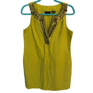 New York & Co Beaded Embellished Henley Neck Sleeveless Dress - Small